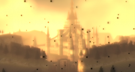El castillo de Hyrule bajo la influencia del crepúsculo.